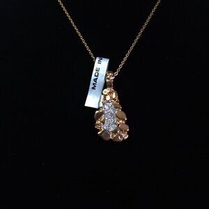 Asymmetrical Gold Tone Rhinestone Pendant Necklace NWT Classic Art to Wear Party